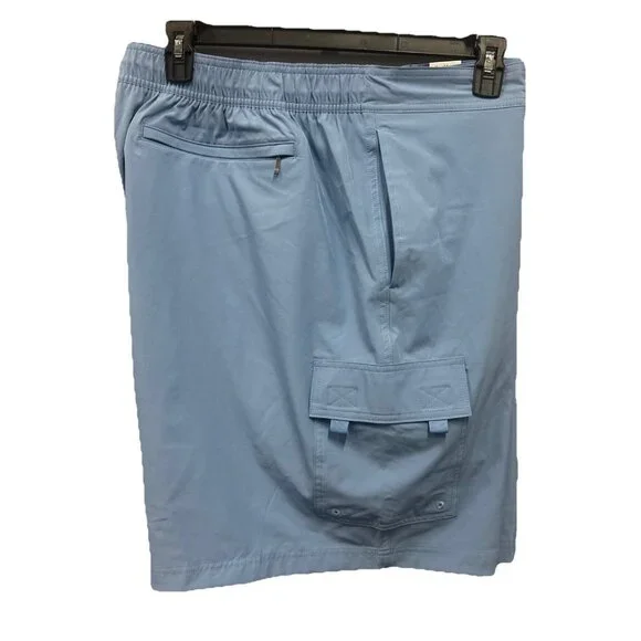 Caribbean Big & Tall 2XB Cargo Swim Trunks Mens Lined Indigo Blue Shorts 9" - Picture 1 of 8